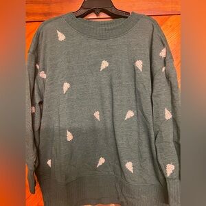 Maurices x-large Christmas Sweatshirts with white embroidered trees all over